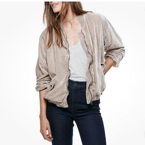 Free People Ruched Velvet Bomber Jacket   sz 8